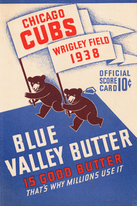 1938 Chicago Cubs Blue Valley Butter Scorecard Print