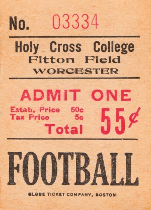 1938 Holy Cross Football Ticket Stub Art