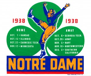 1938 notre dame football schedule wall art