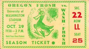 1938 Oregon vs. Washington Football Ticket Art
