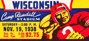 1938 Wisconsin Badgers Football Ticket Remix Art