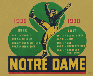 1938 Notre Dame Football Schedule Remix Art