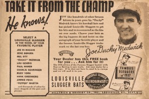 1938 Joe Ducky Medwick Louisville Slugger Ad Poster