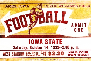 1939 Iowa State Football Ticket Stub Remix Art
