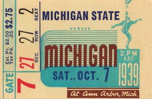 1939 Michigan State vs. Michigan Football Ticket Wall Print