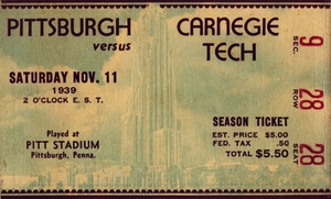 1939 Pitt vs. Carnegie Tech Football Ticket Art
