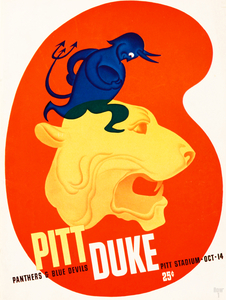 1939 Duke Blue Devils vs. Pitt Panthers Football Program Cover Art