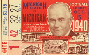 1940 Michigan vs. Michigan State Football Ticket Art