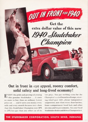 1940 Studebaker Champion Car Vintage Ad