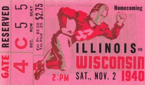 1940 wisconsin badgers illinois football ticket stub camp randall stadium madison