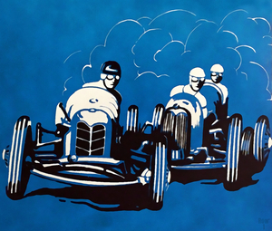 1940 Auto Racing Blue Car Art