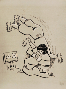1940s football cartoon art