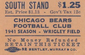 1941 NFL Champions Chicago Bears Ticket Stub Art