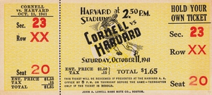 1941 Cornell vs. Harvard Football Ticket Canvas