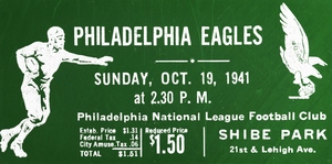 1941 Philadelphia Eagles Football Ticket Remix