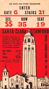 1941 Stanford vs. Santa Clara Football Ticket Canvas