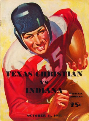 1941 texas christian indiana hoosiers college football program art vintage metal sign acrylic print