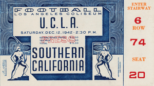 1942 UCLA vs. USC Football Press Ticket Stub