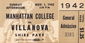 1942 Villanova vs. Manhattan Football Ticket Art
