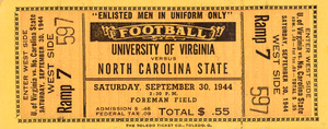 1944 Virginia Cavaliers vs. NC State Wolfpack Football Ticket Art