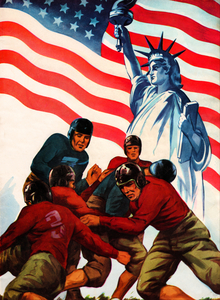 1945 Patriotic World War II Era Football Art