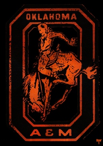 1945 Oklahoma State Cowboy Vintage Art