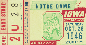 1946 Iowa vs. Notre Dame Football Ticket Canvas