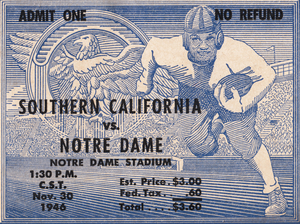 1946 Notre Dame Football Ticket Art 