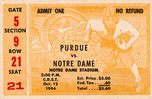1946 Notre Dame vs. Purdue Ticket Art