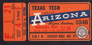 1946 Texas Tech vs. Arizona Football Ticket Stub Art