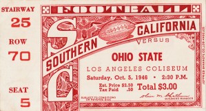 1946 USC Trojans vs. Ohio State Buckeyes Football Ticket Art