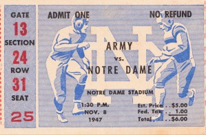  1947 Notre Dame vs. Army Football Ticket Art