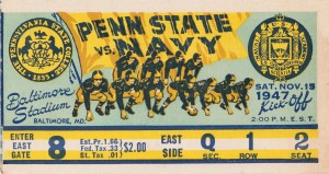 1947 Penn State vs. Navy Football Ticket Canvas