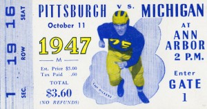 1947 Pittsburgh vs. Michigan Football Ticket Stub Wall Art