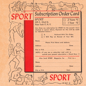 1947 Sport Magazine Subscription Order Form Art