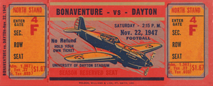 1947 St. Bonaventure vs. Dayton Flyers Ticket Print
