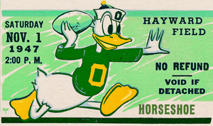 1947 Oregon Duck Ticket Stub Remix