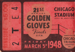 1948 Golden Gloves Vintage Boxing Ticket Stub Art