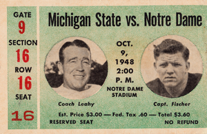 1948 Michigan State vs. Notre Dame Football Ticket Stub Print