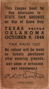 1948 Oklahoma Sooners vs. Texas Longhorns Ticket Art