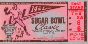 1948 Sugar Bowl Ticket Art Texas Win