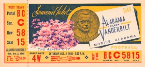 1948 Vanderbilt vs. Alabama Ticket Art