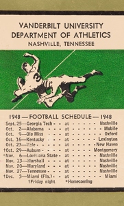 1948 Vanderbilt Football Schedule Art