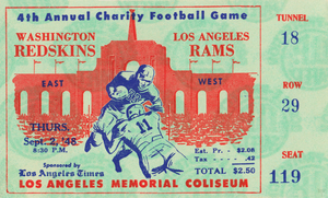 1948 Washington Redskins vs. LA Rams Ticket Art