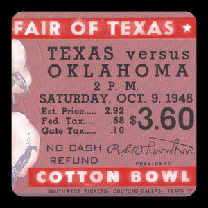 1948 Oklahoma vs. Texas Ticket Stub Remix