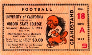 1949 california oregon state college football ticket stub canvas sports wall artwork decor