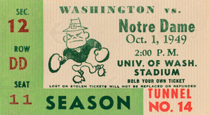 1949 Notre Dame Irish vs. Washington Huskies | Row 1