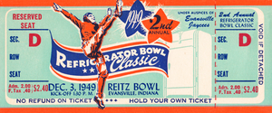 1949 Refrigerator Bowl Football Ticket Stub Art