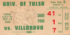 1949 Tulsa vs. Villanova Football Ticket Stub Wall Art