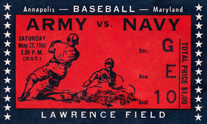 1950 Army Navy Baseball Ticket Canvas